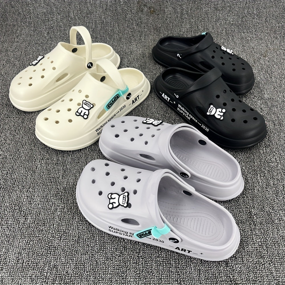 Men's Bear Charm Clogs with Strap Outdoor Slippers