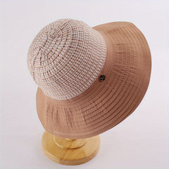 Plaid Striped Sun Hat UV Protection Bucket Hat Casual Sunscreen Beach Hat