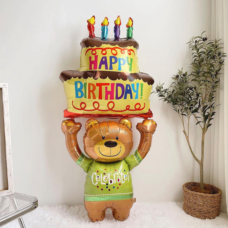 1pc Birthday Party Balloons Bear Cake Balloons & Decoration