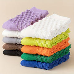 9 Pairs Textured Solid Socks Soft Mid Tube Stockings & Hosiery