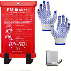 Fire Blanket Large 149 35x149 Hooks & Gloves Emergency Flame Retardant Blanket