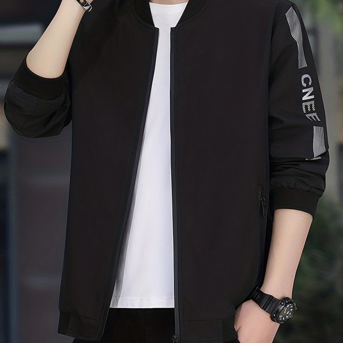 Men's Zip Up Windbreaker Jacket Baseball Collar Coat for Spring Autumn