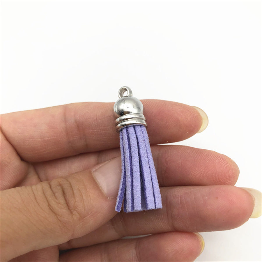10pcs 38mm Leather Tassel Cap Charms Earring Fringe Keychain Pendant Straps