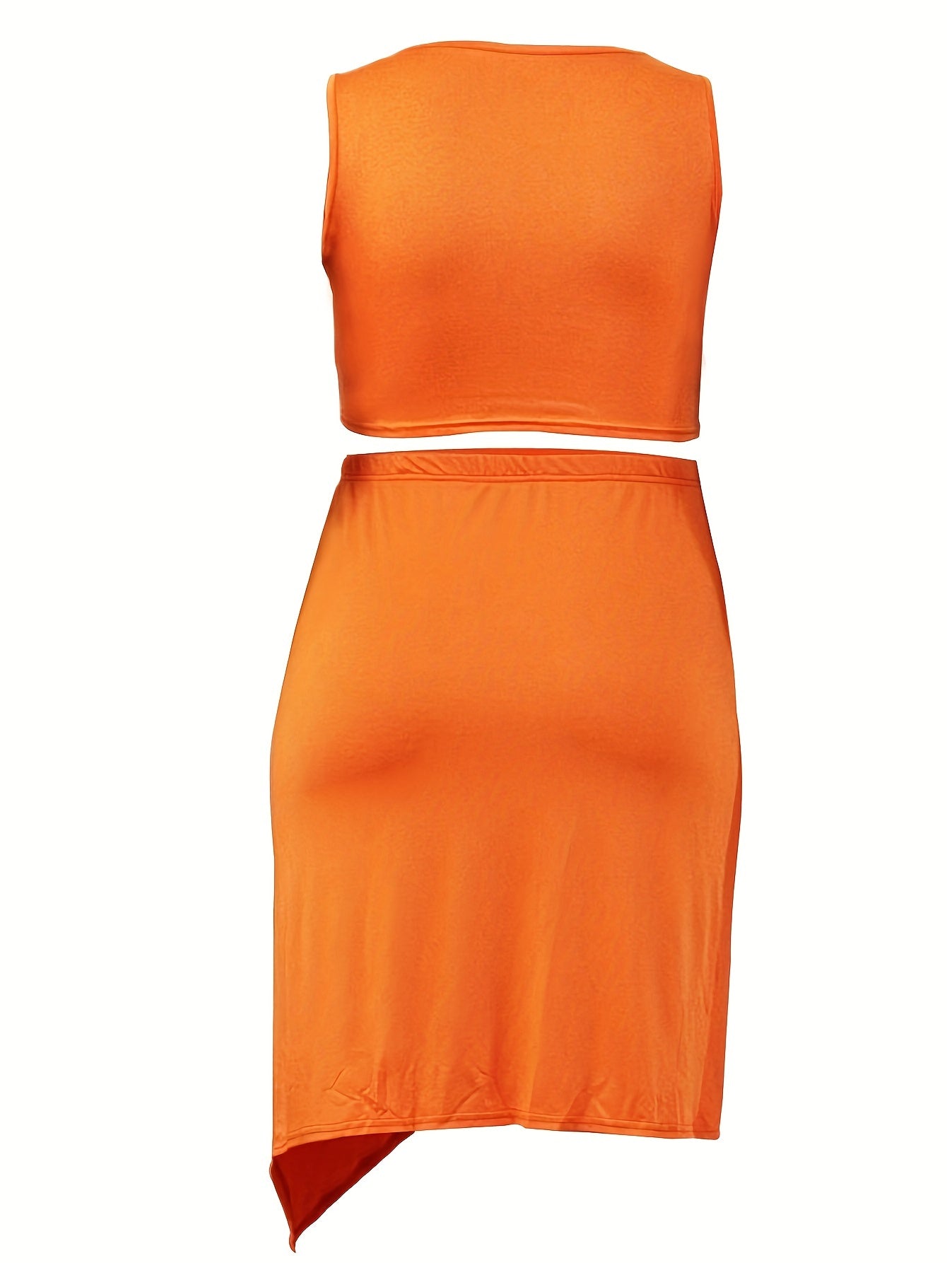  Sexy Tank Crop Top & Draped Skirt Two Piece Set