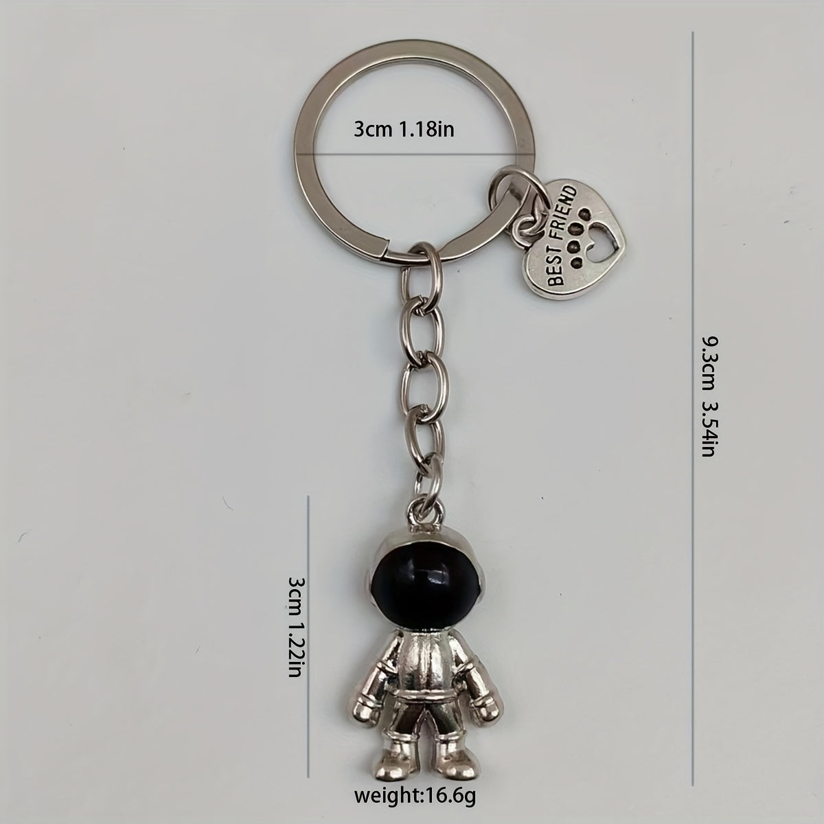 Heart Astronaut Keychain Alloy Backpack Purse Charm Key Ring