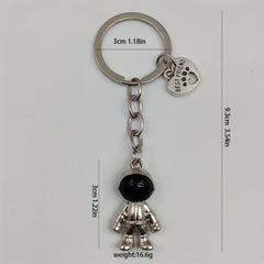 Heart Astronaut Keychain Alloy Backpack Purse Charm Key Ring