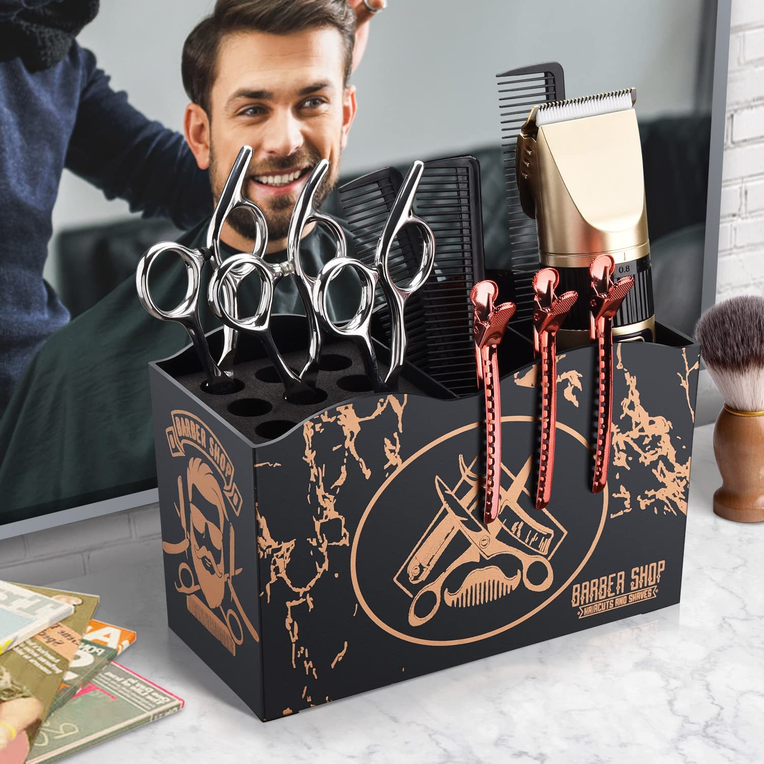 Barber Scissors Holder Box Professional Salon Hairdressing Scissors Rack