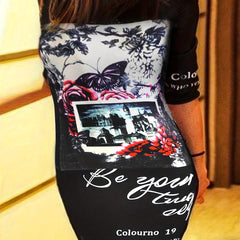  Retro Dress Women's Plus City View Print Dress