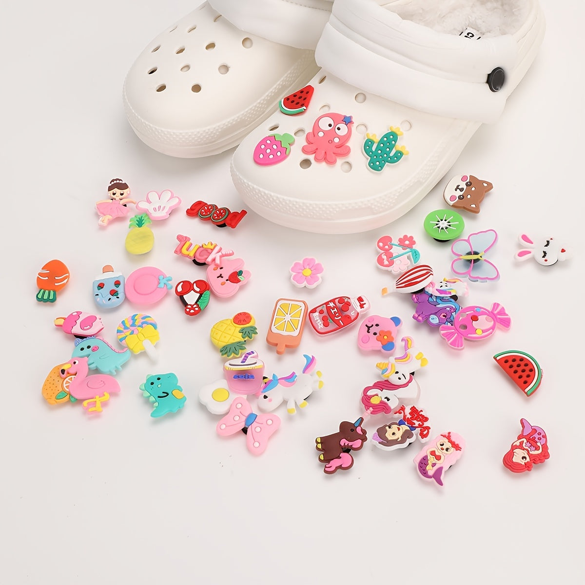 45pcs Cartoon Shoe Buckles Flamingo Unicorn Shoe Charms