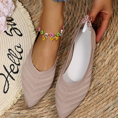 Women's Knitted Ballet Flats Slip On Shoes Lightweight Walking Shoes