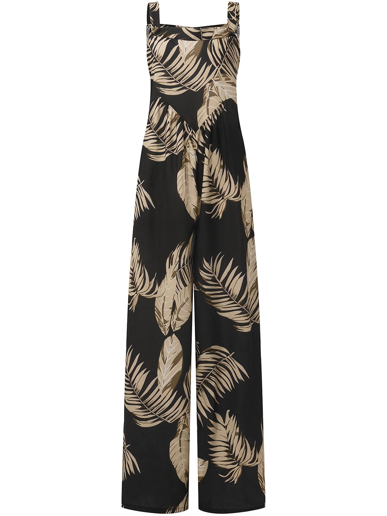 Boho Tropical Print Cami Jumpsuit Sleeveless Wide Leg
