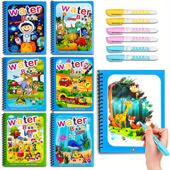 Reusable Watercolor Magic Book for Kids - Learn Painting Animals and Cartoons