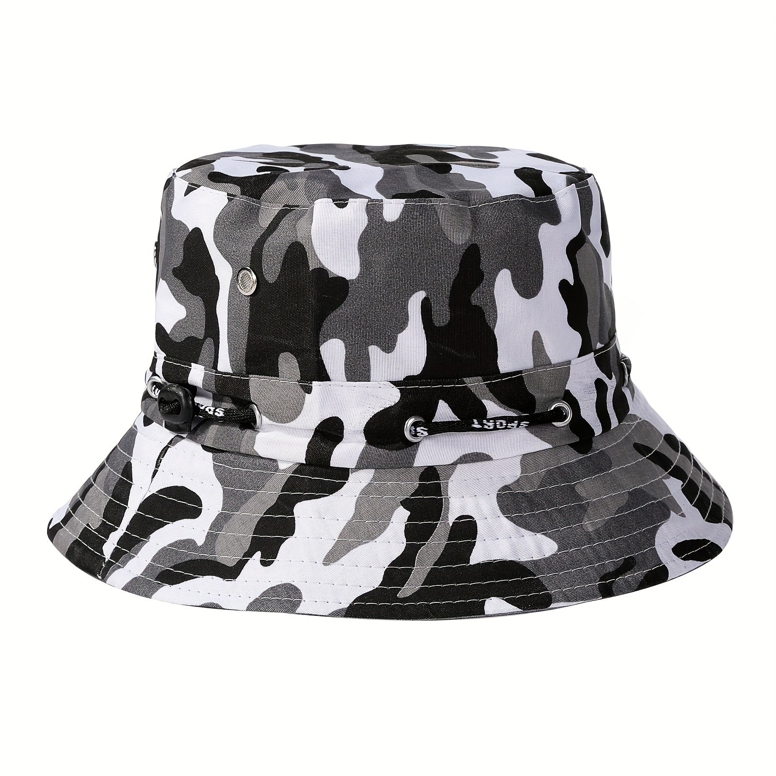 Gray Camouflage Print Bucket Hat Lightweight Sun Hat Unisex