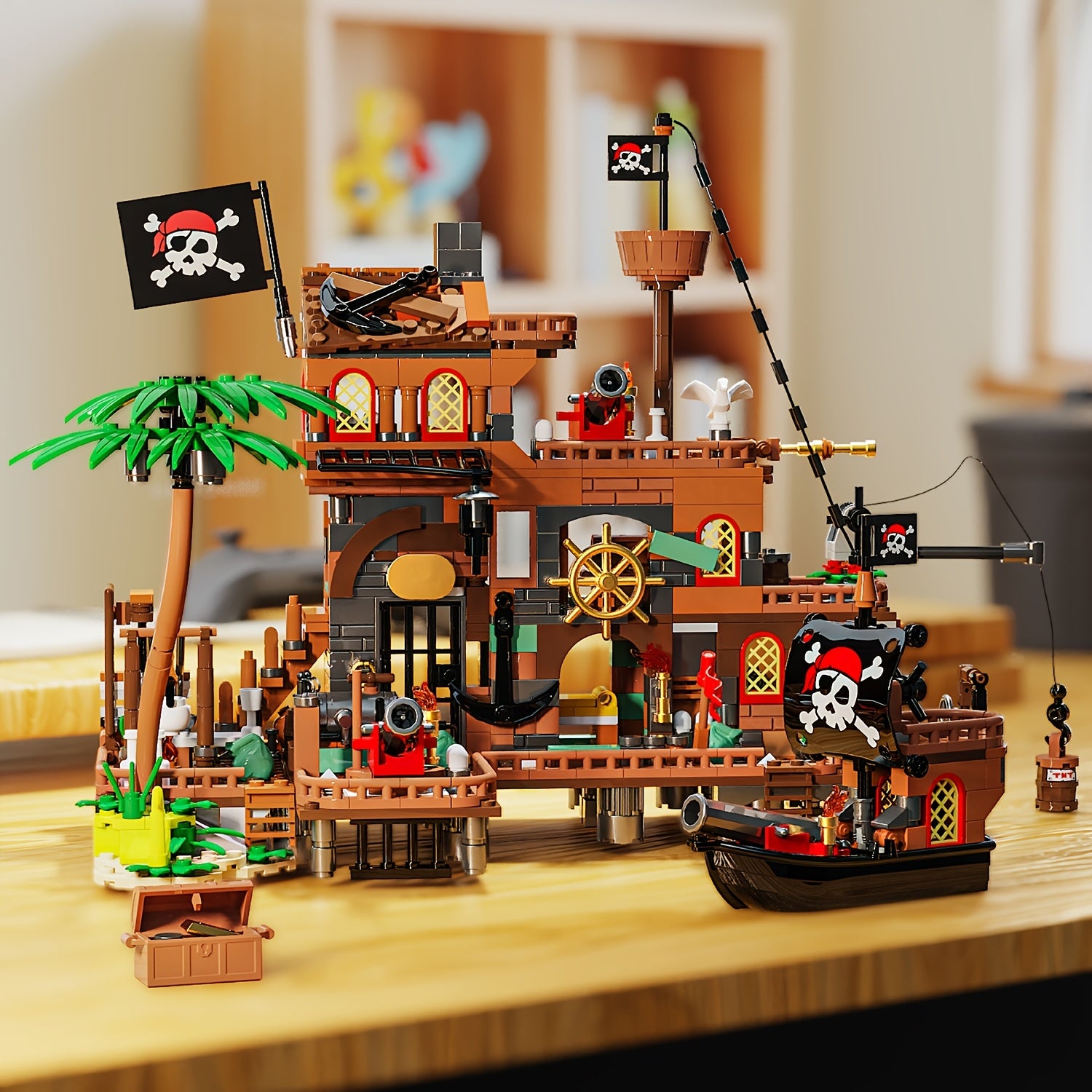 MESIONDY Pirate Building Set with Cannon, Sails & Chests