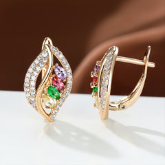 Marquise Cut Multicolor Stone Clip On Hook Earrings CZ Drop Dangle