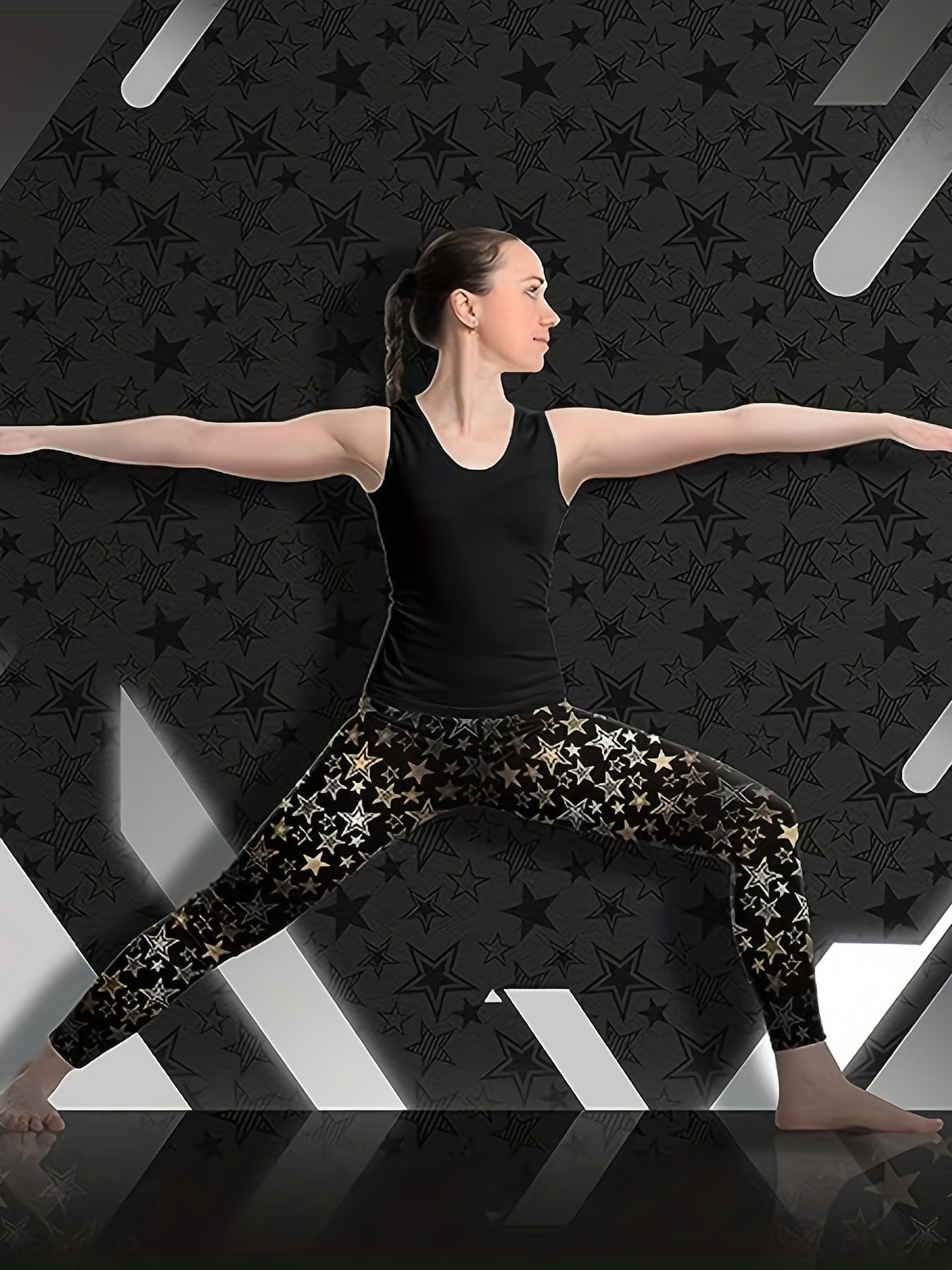 Women's Stars Graphic Athletic Workout Leggings High Waisted Yoga Pants