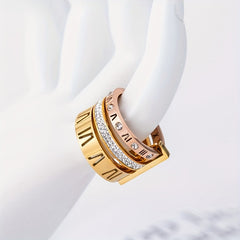 Mens Retro Stainless Steel Diamond Rings Set