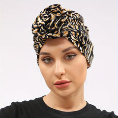 Leopard Print Flower Turban Head Scarf Women Casual Ramadan Head Wrap
