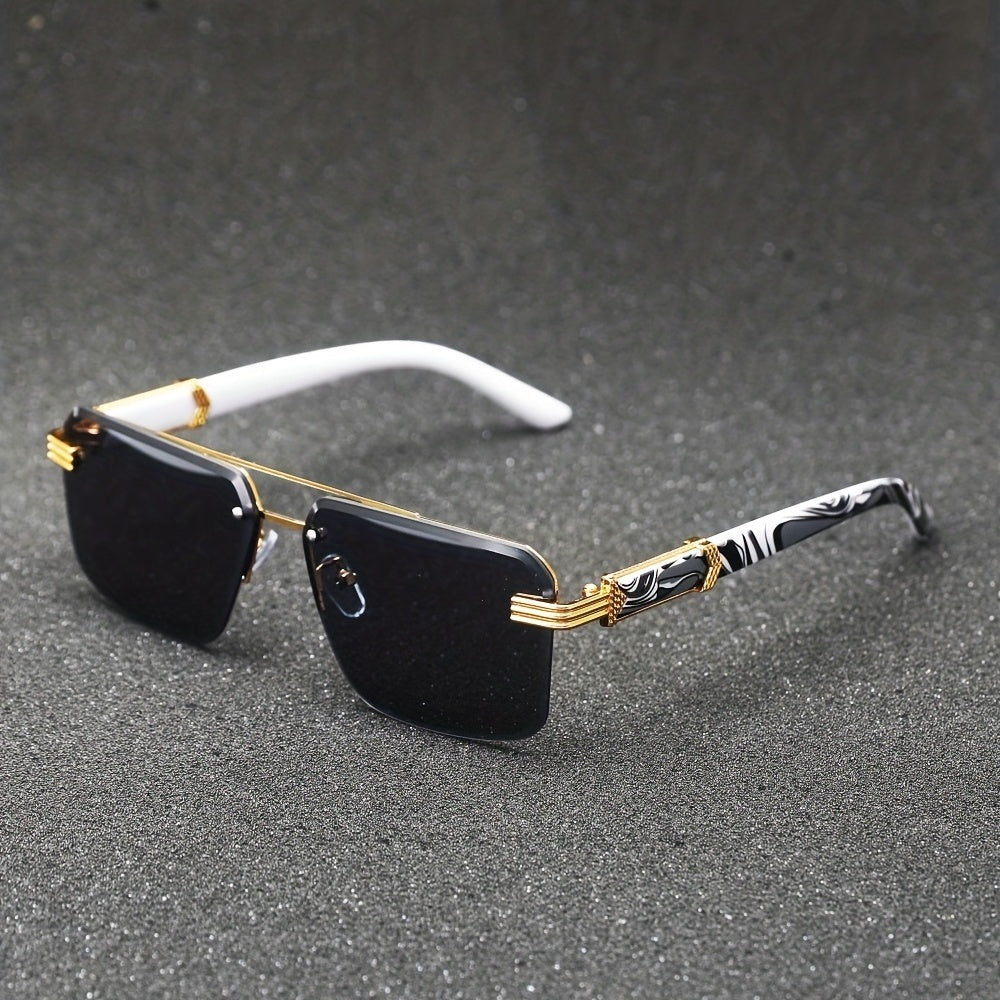 Men's Half Frame Square Cut Sunglasses
