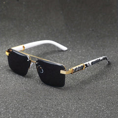 Men's Half Frame Square Cut Sunglasses