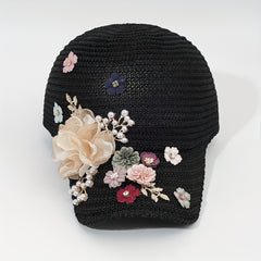 Women's Y2K Lace Flower Decor Knitted Baseball Cap