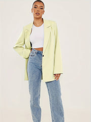  Women's Solid Long Sleeve Workwear Blazer