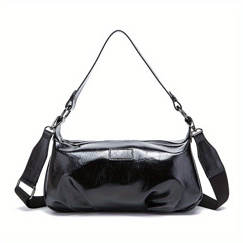Retro Zipper Underarm Bag Double Layer Crossbody Bag