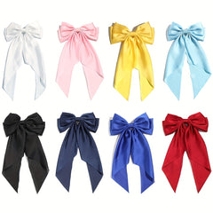 Large Bow Clip Scarf French Barrette Ribbon Hairpin