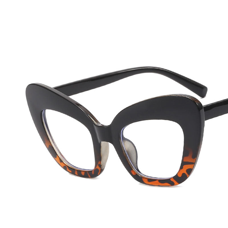 Cat Eye Transparent Glasses Women Gradient Leopard Oversize Frame Optical