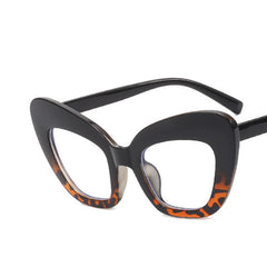 Cat Eye Transparent Glasses Women Gradient Leopard Oversize Frame Optical