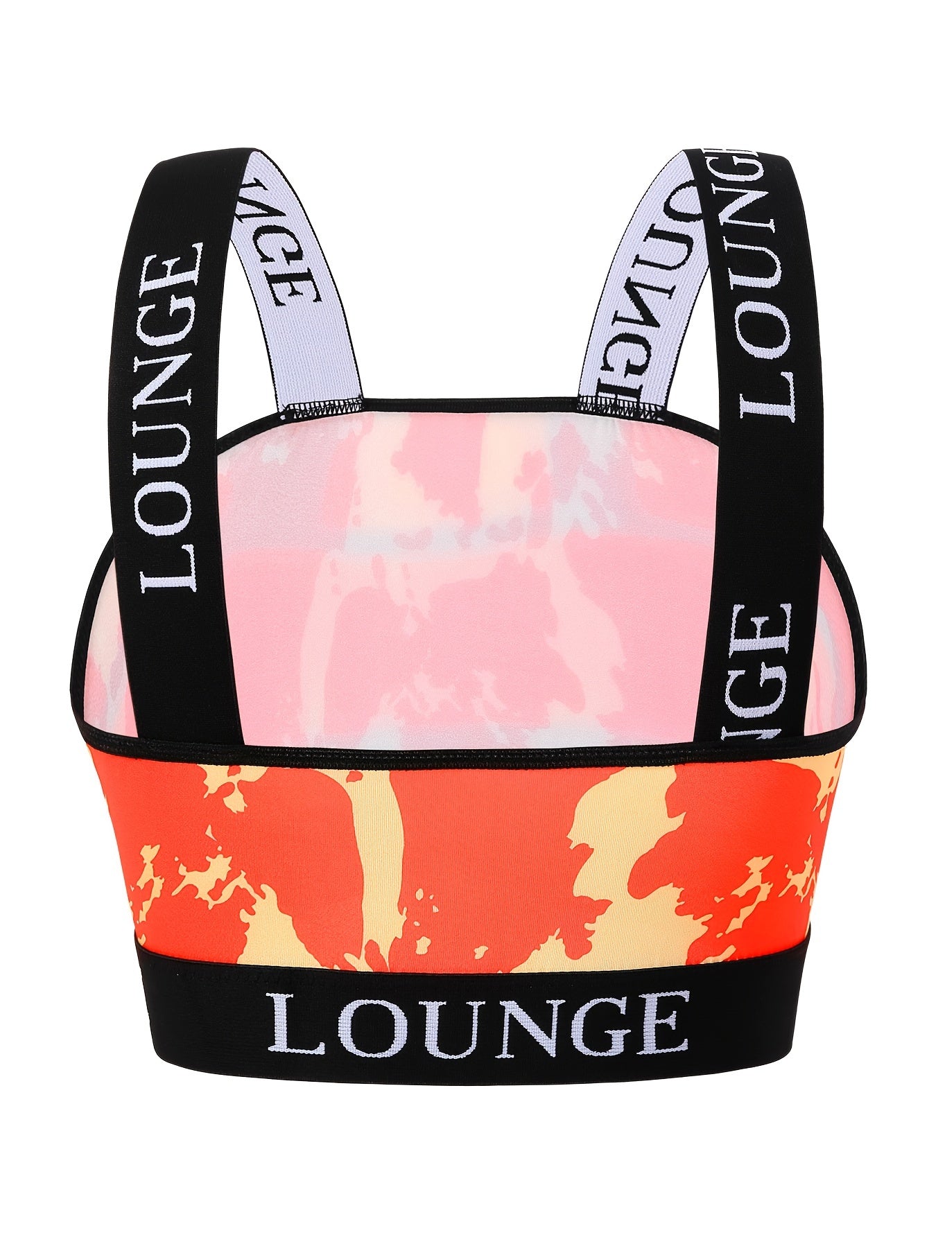  Tie Dye Letter Tape Y2K Longline Bra