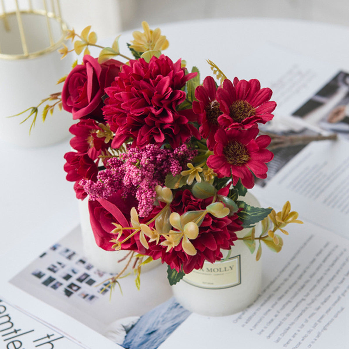 Boho Wedding Table Centerpiece Fabric Flowers for Farmhouse Home and Wedding