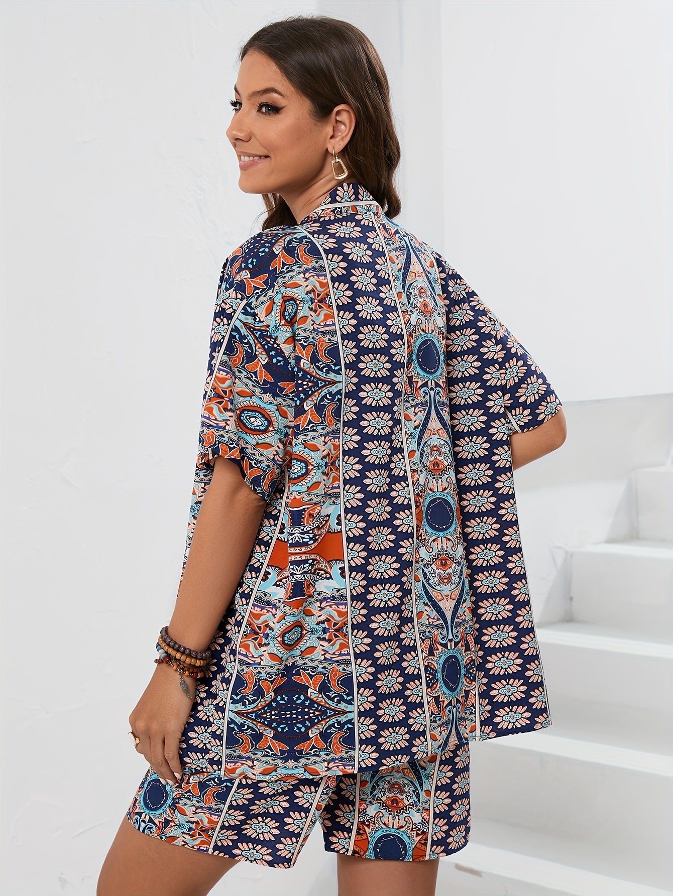 Cachemire Print Kimono & Shorts Set