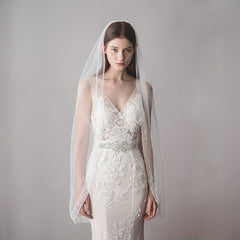 Lace Bridal Veil Long Mesh Head Piece Wedding Photography
