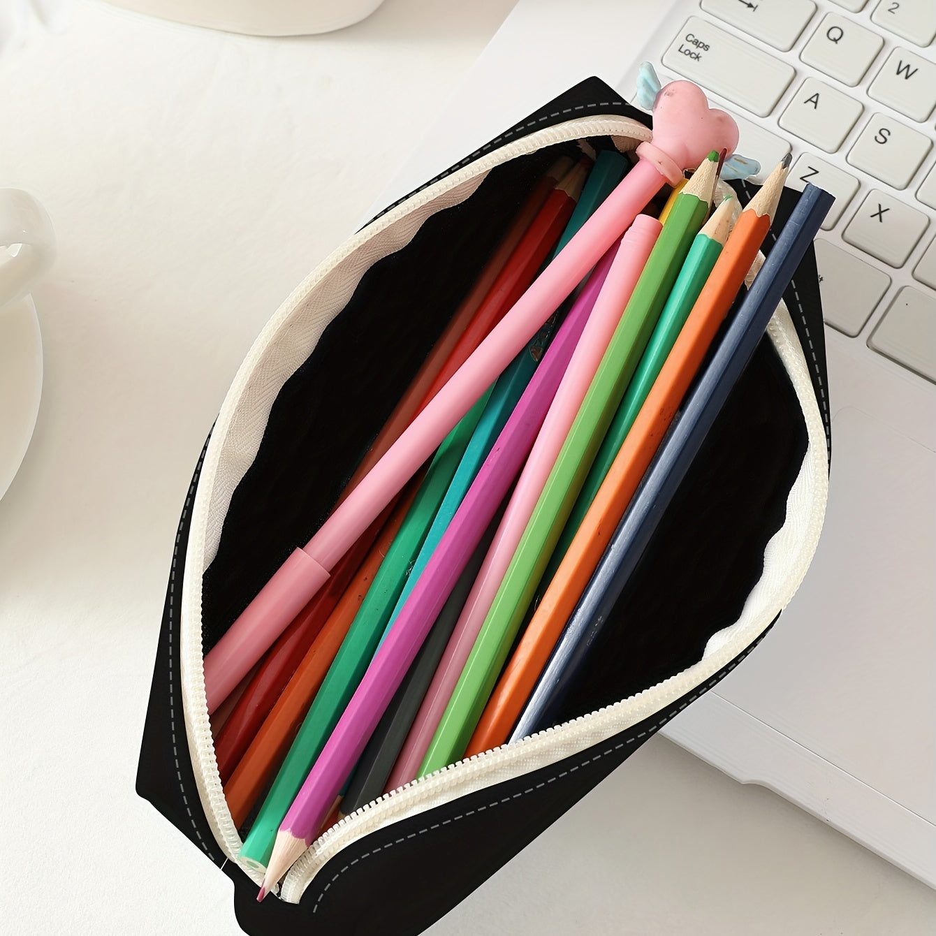 Large Capacity Zippered Pencil Case School Supplies Storage Bag Soft Bag