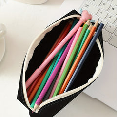 Large Capacity Zippered Pencil Case School Supplies Storage Bag Soft Bag