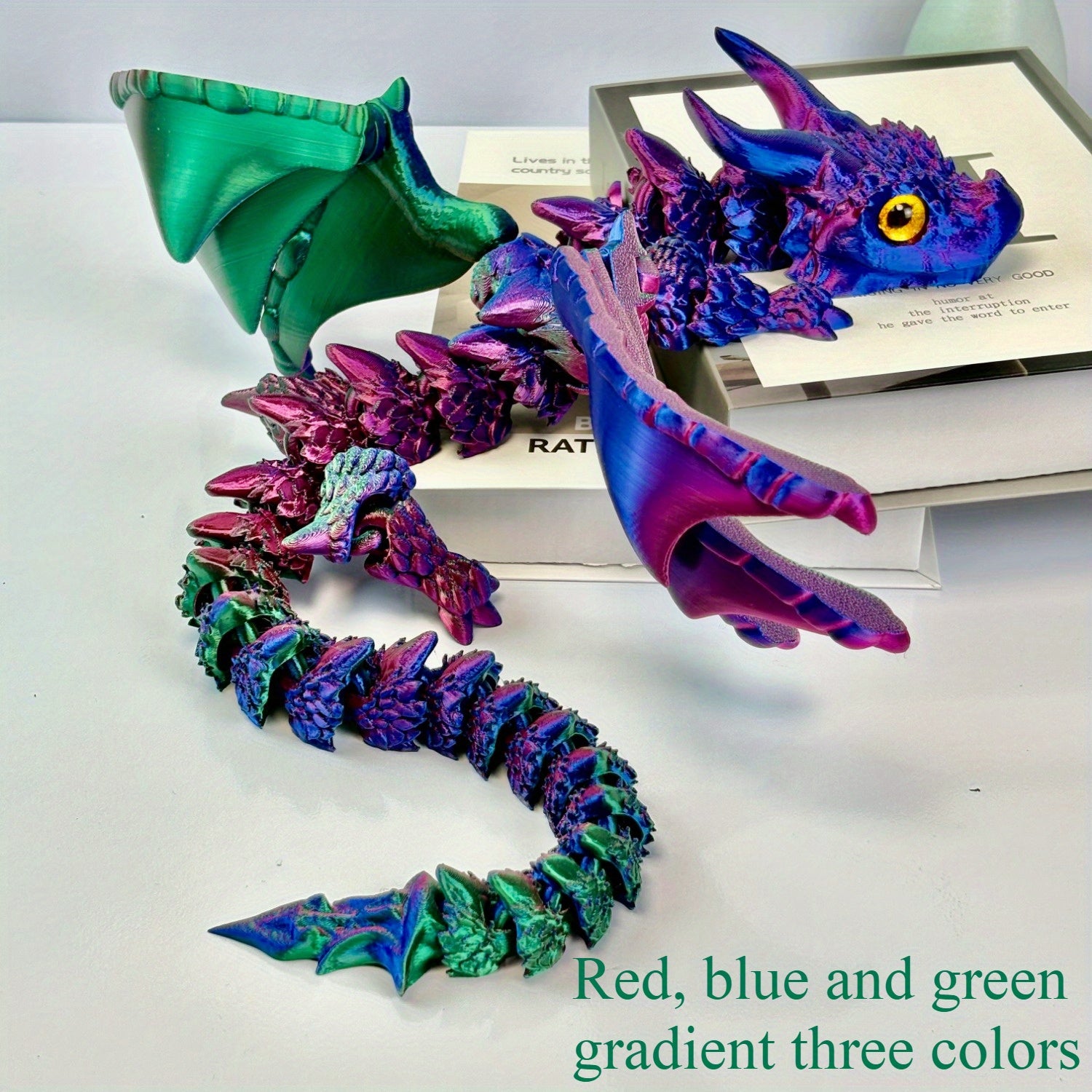 3D Printed Triceratops Dinosaur Decoration 22 Inch Gradient Red Green Purple