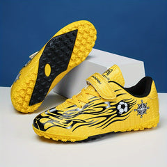 Boy's Turf Football Boots Hook Loop Fastener Outdoor Soccer Cleats