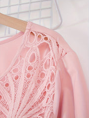  Women's Lace Sleeve Round Neck Dress