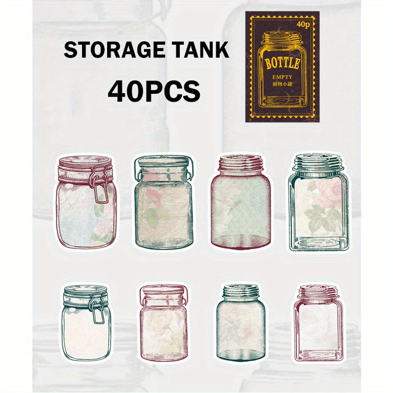 40pcs Paper Bottle Shape Stickers for DIY Scrapbooks Journals & Albums