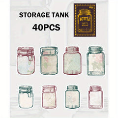 40pcs Paper Bottle Shape Stickers for DIY Scrapbooks Journals & Albums