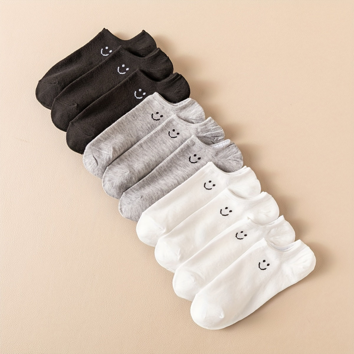10 Pairs Smiling Print Ankle Socks Women's Stockings