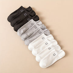 10 Pairs Smiling Print Ankle Socks Women's Stockings