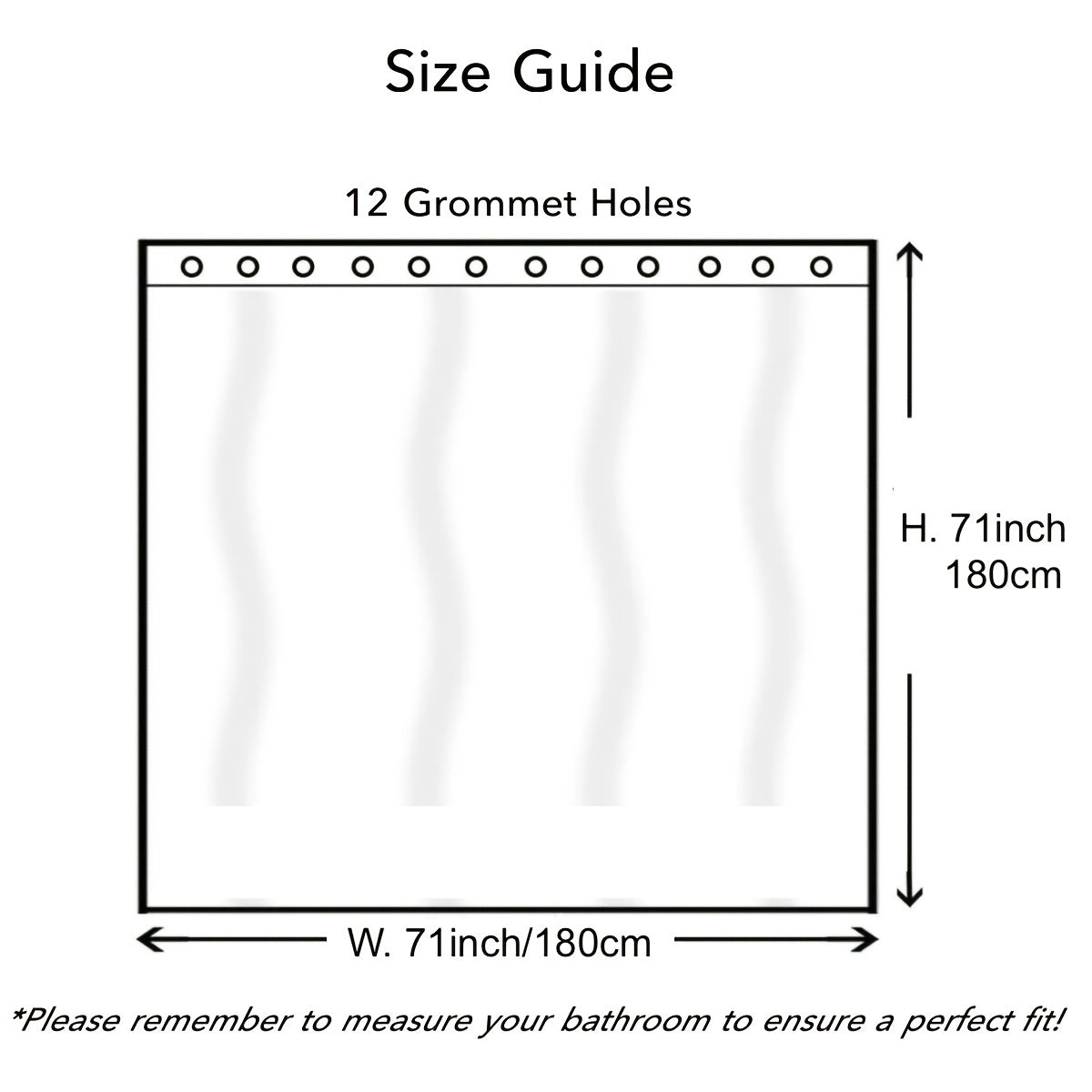 Waterproof Geometric Shower Curtain Metal Grommets Hooks Durable Polyester Bath