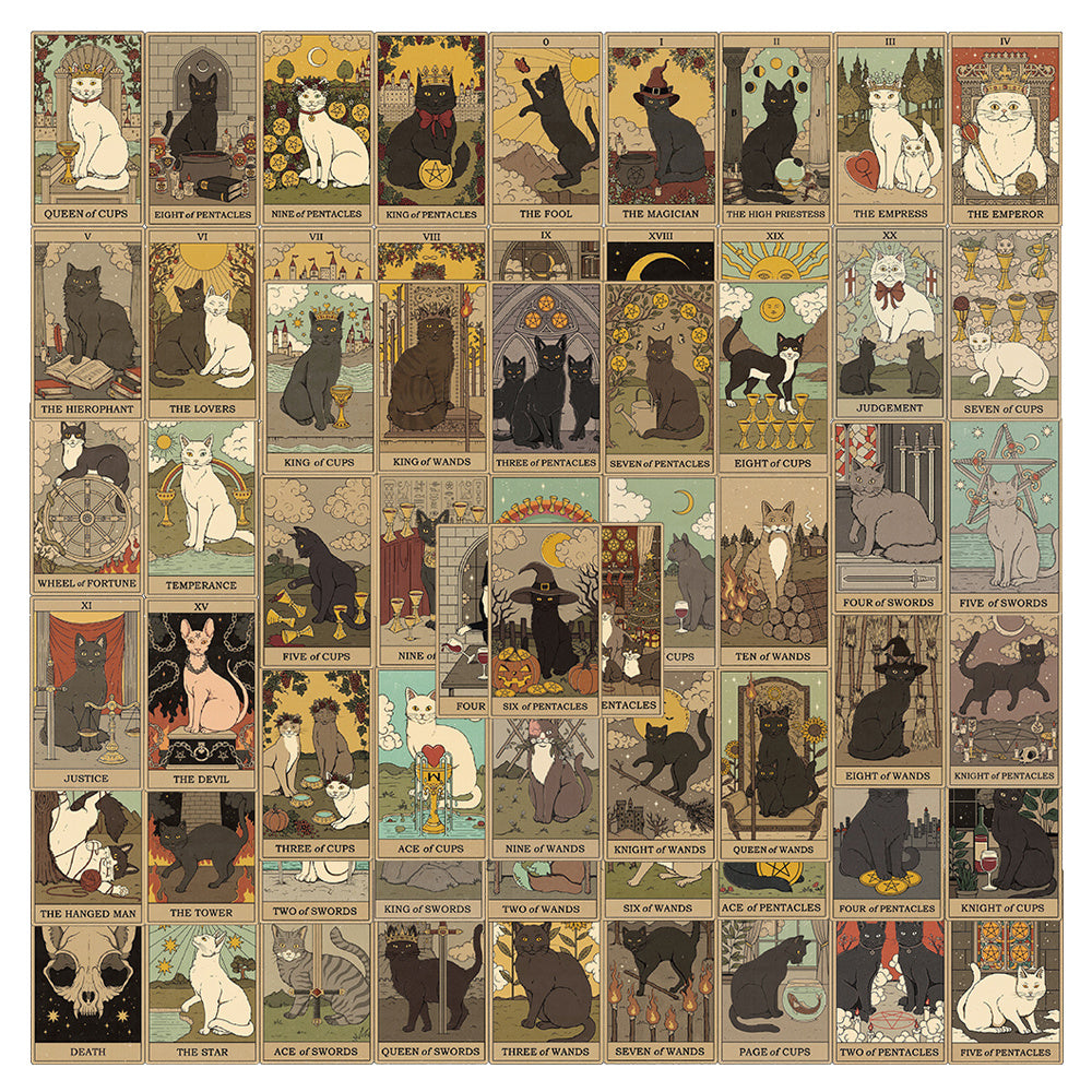 Cat Tarot Card Sticker Gift Decoration
