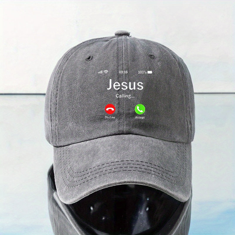 JESUS Calling Baseball Cap Washed Distressed Unisex Sun Hat
