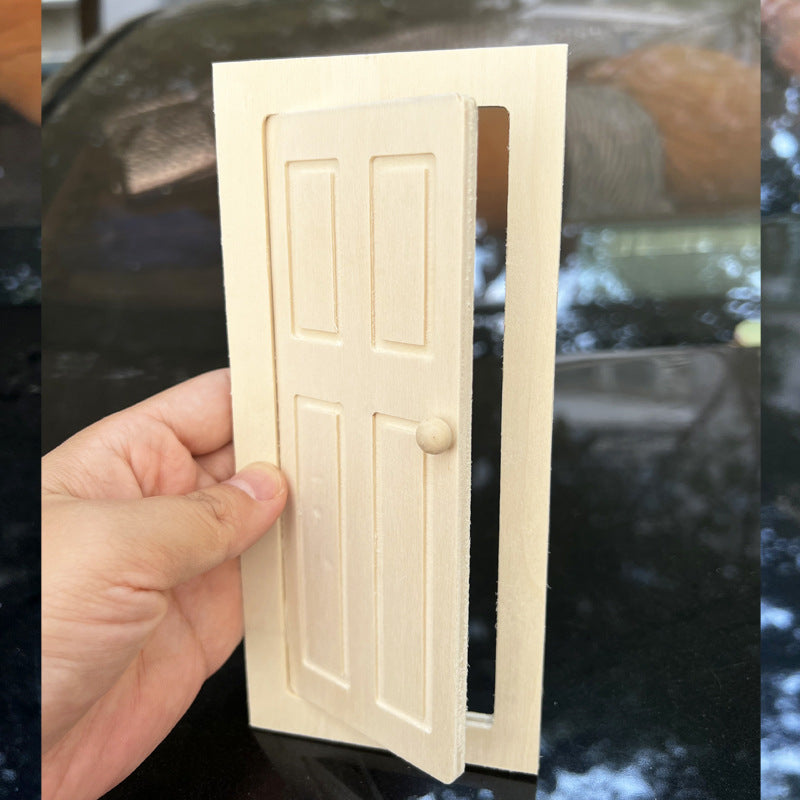 Mini Wooden Door 10 x 15, Plain Square Design with Knob, Opens and Closes