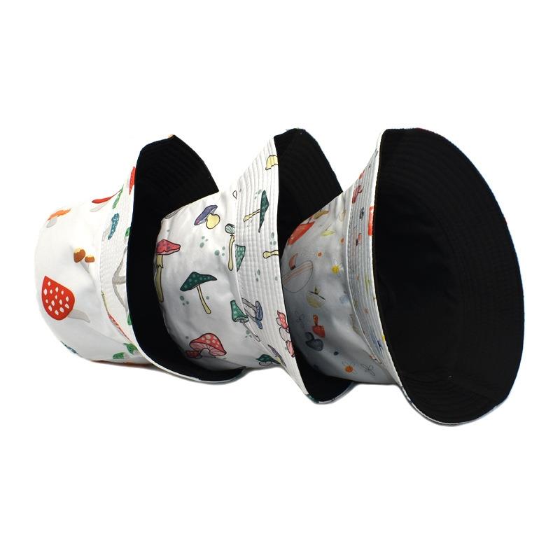 Mushroom Print Bucket Hat Sunscreen Fisherman Cap