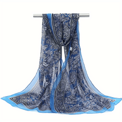 Vintage Paisley Print Chiffon Scarf Thin Summer Shawl Silk Head Wrap