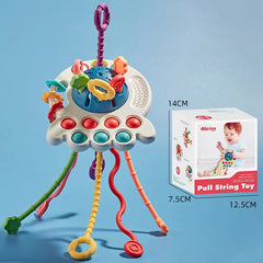 Montessori 3-in-1 Baby Toy Pull String Developmental Sensory Teething Toy